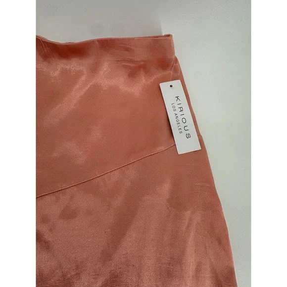 Kirious Los Angeles Peach Satin Mini Skirt S Slip Style Silky Skirt Sexy Flirty - Picture 3 of 11